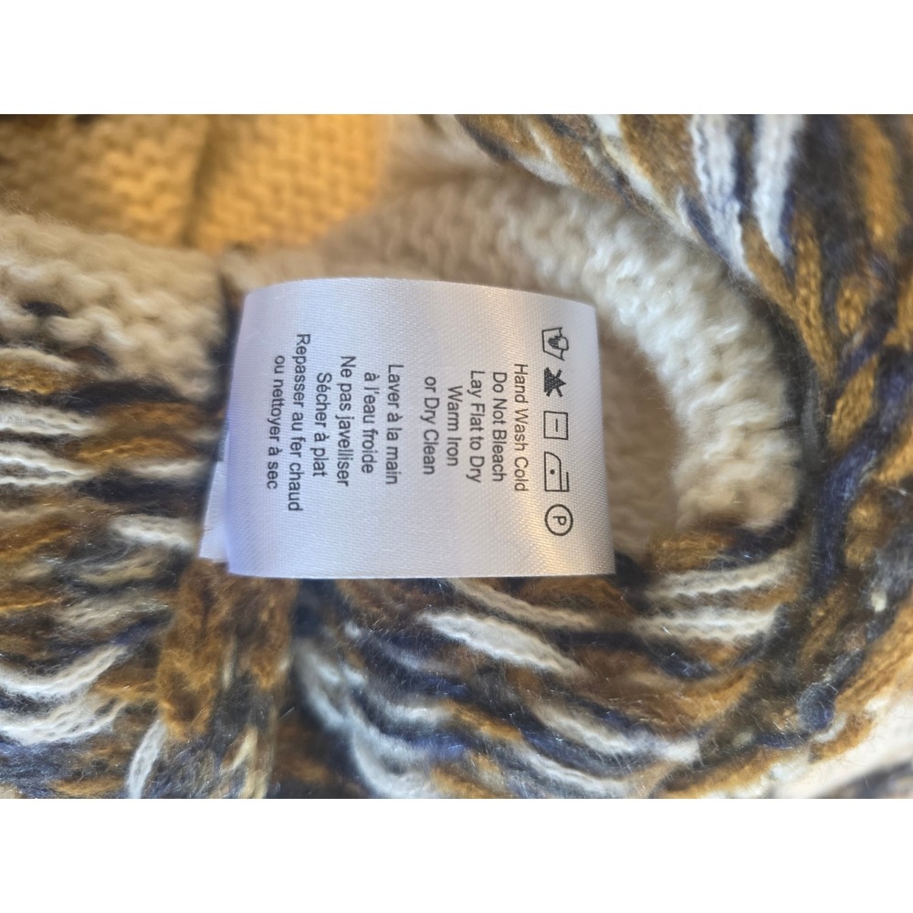 Heartloom Fair Isle Crewneck Sweater Cream Brown Navy Blue Knit Pullover XS - Picture 7 of 7
